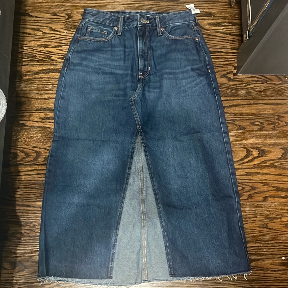 High Waisted Jean Pencil Skirt With a Slit